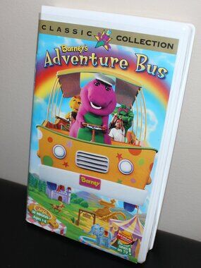 3/$55❤️vintage 1997 Barney’s Adventure Bus White Clamshell VHS Barney & Friends